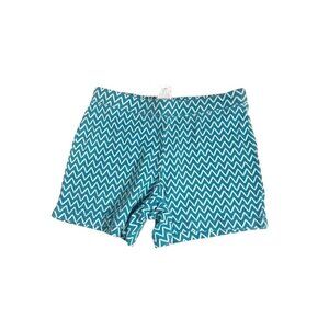 Gymboree Girls Teal Blue Geometric Cotton Shorts Size 6 Summer Stretch